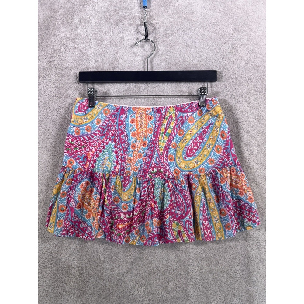 Lauren Ralph Lauren Mini Skirt Womens Small Multicolor Paisley Ruffle Boho - Picture 2 of 5